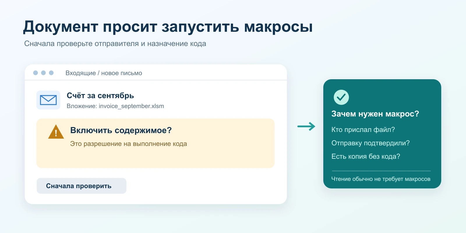 XLSM или DOCM просит включить макросы: что делать до нажатия кнопки