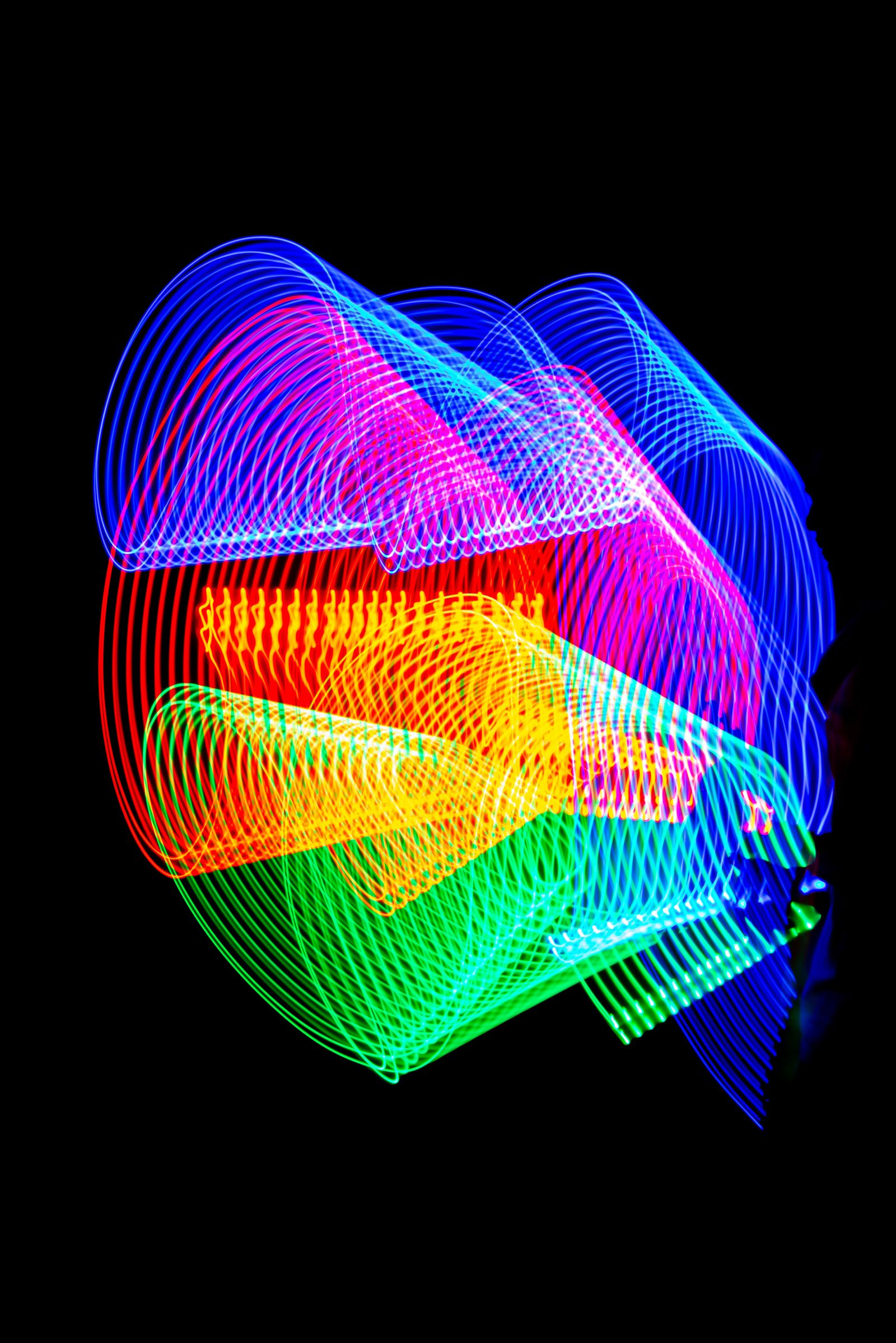 A bright rainbow spiral of light — an image of an eye-catching but potentially distracting animation