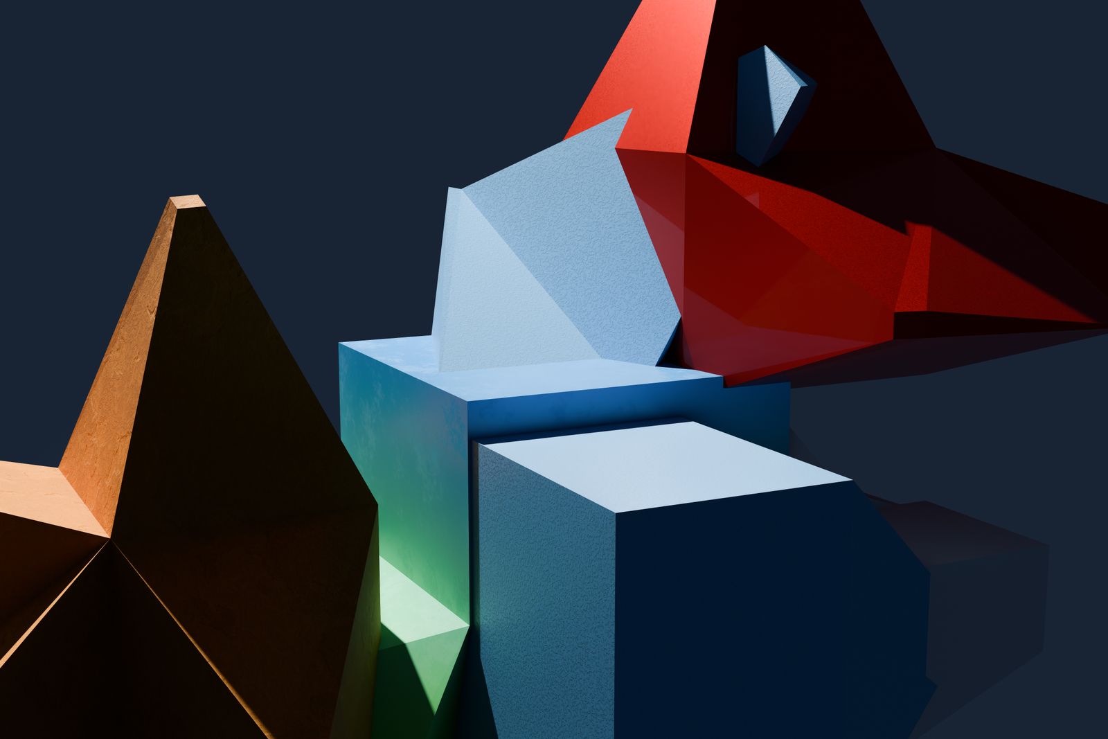 Abstract 3D shapes — textures and materials define how the surface of objects looks